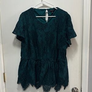 Lane Bryant Teal Lace Blouse